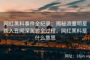 网红黑料事件全纪录：揭秘流量明星跌入丑闻深渊的全过程，网红黑料是什么意思