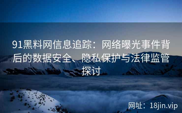 91黑料网信息追踪：网络曝光事件背后的数据安全、隐私保护与法律监管探讨